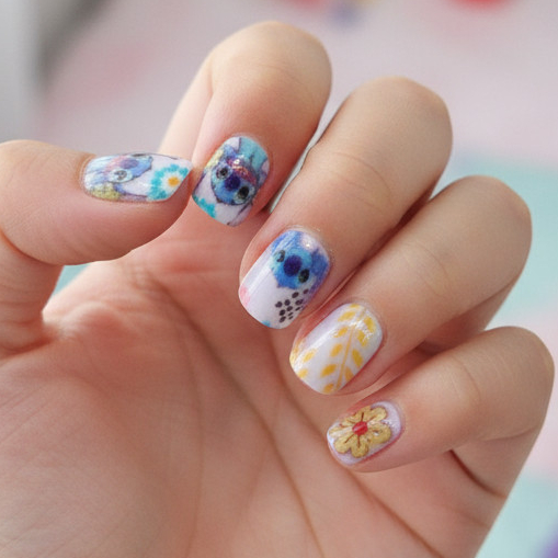 Unhas Postiças Infantil Crianças + adesivo dupla face moda de menina unhas coloridas LILO STICH em Oferta na Shopee