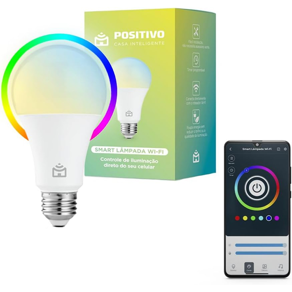 Lâmpada Smart Wi-Fi Positivo Casa Inteligente RGB 9W Bivolt