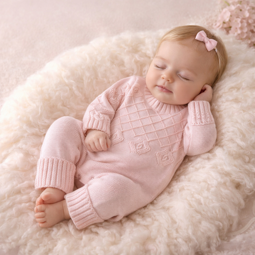 Macacão Losango Bebê Trico RN Vira Pezinho Menina e Menino Saída Maternidade