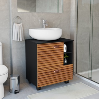 QUEIMA DE ESTOQUE!! Gabinete Armário Banheiro Pia De Coluna Seul Com Rodízios 2 Portas VÁRIAS CORES!! em Oferta na Shopee