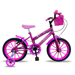 Bicicleta infantil Meninas Aro 16 Feminina Bella Bikes Com Rodinha e Cestinha