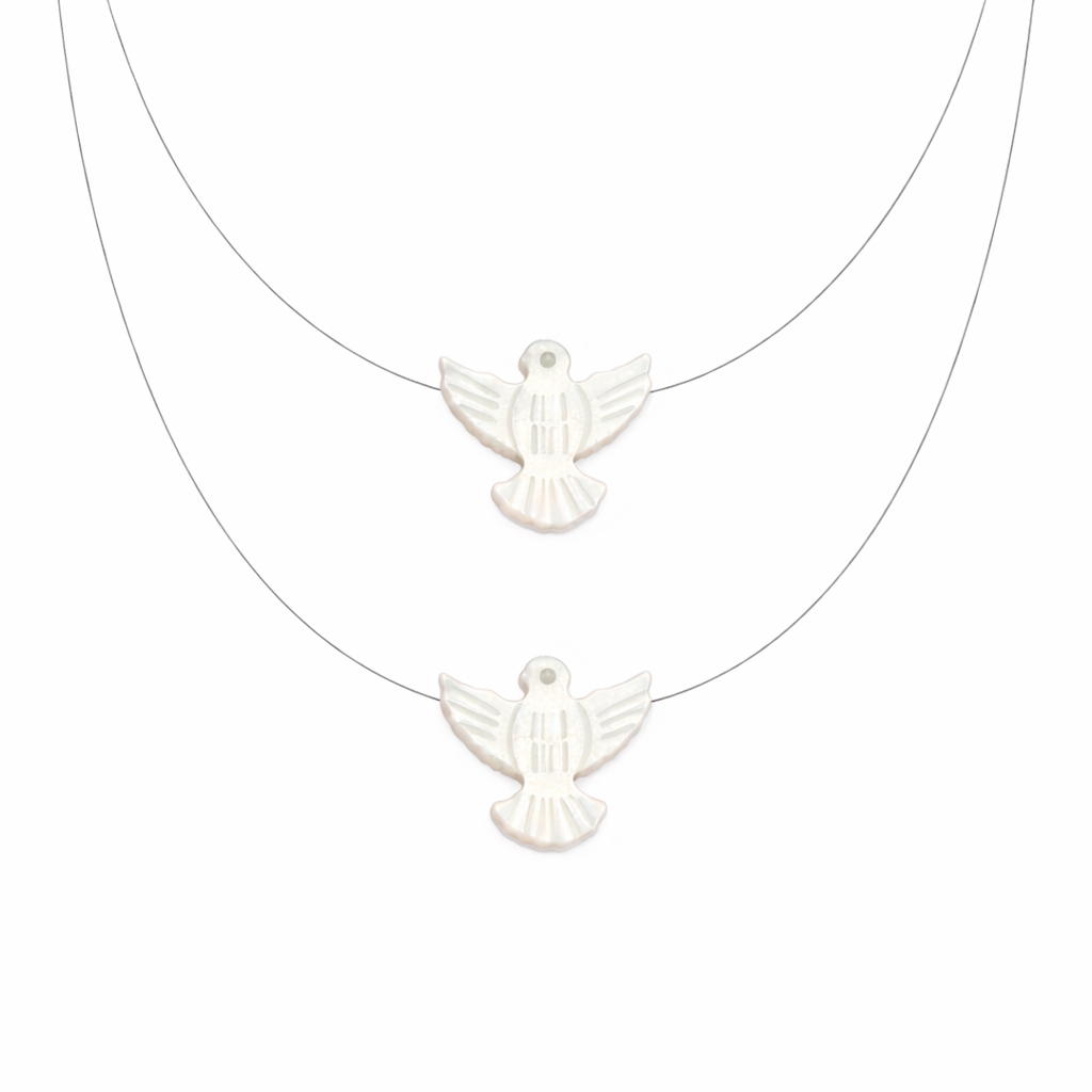 Kit Colar Fio de Nylon Divino Espirito Santo Tipo Madrepérola em Oferta na Shopee