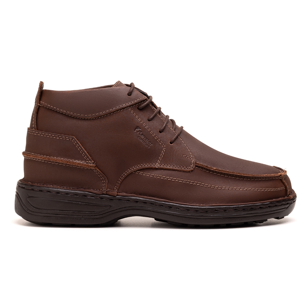 Bota Botina Masculina De Couro Confortável Ortopédica Para Trabalho