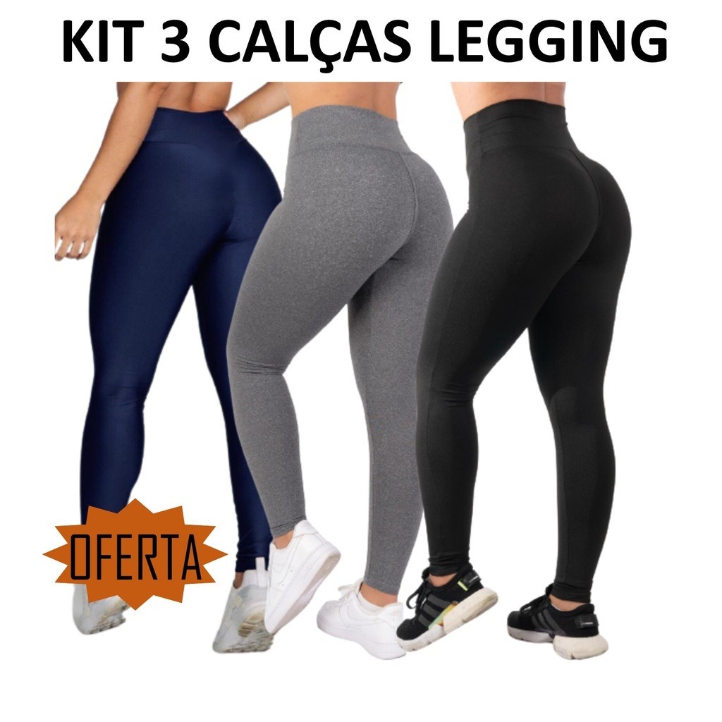 Kit Calça Legging Suplex Premium Ideal Para Academia Fitness Yoga Pilates Musculação Treino Super Confortável Do M ao GG em Oferta na Shopee