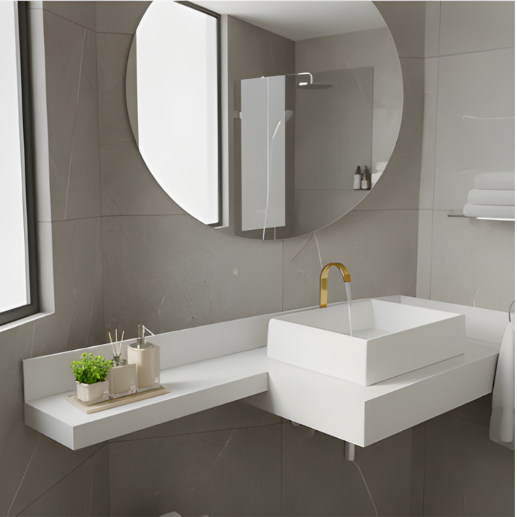 BANCADA 60X40 BRANCO EM PORCELANATO COM EXTENSOR, PIA LAVATORIO PARA BANHEIRO em Oferta na Shopee