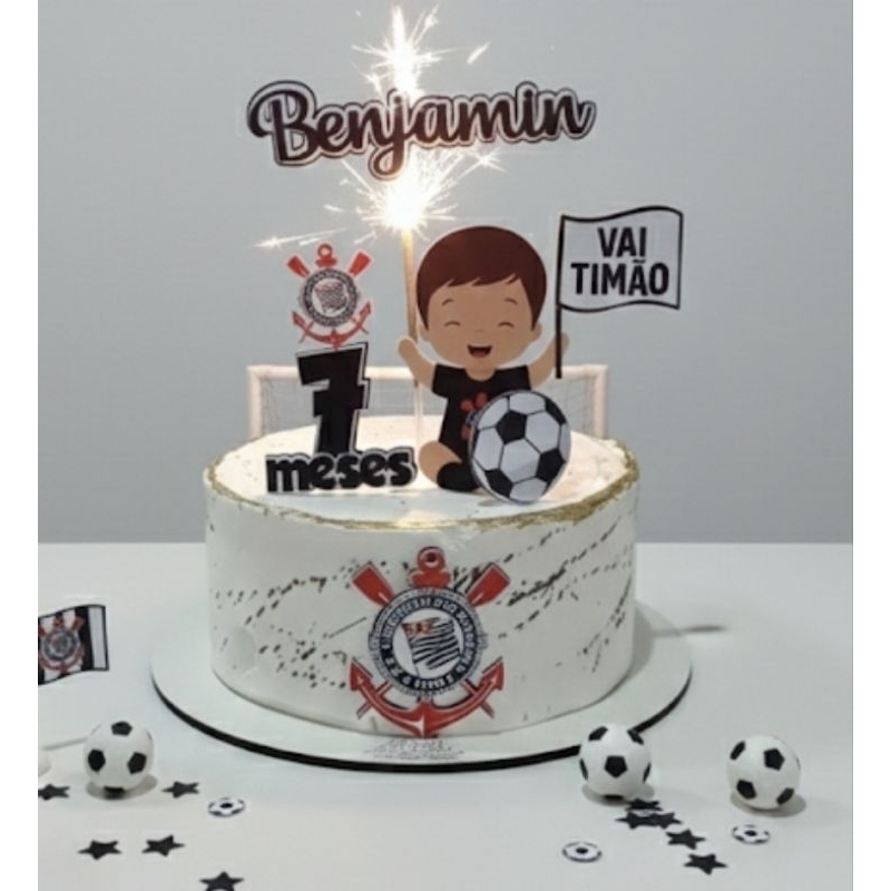 Topo de bolo Mesversário Corinthians| Enfeite para bolo time | Aniversário Mesversário| Topo em camadas
