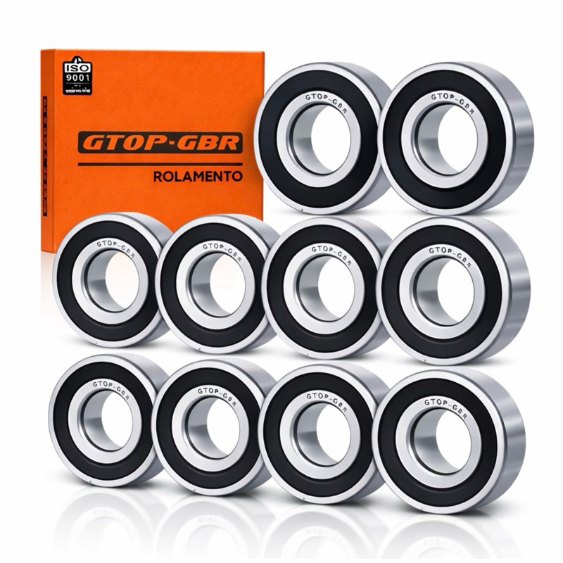 MAIS VENDIDO Kit Com 10 Rolamentos 6201 GBR 2RS - 12x32x10mm