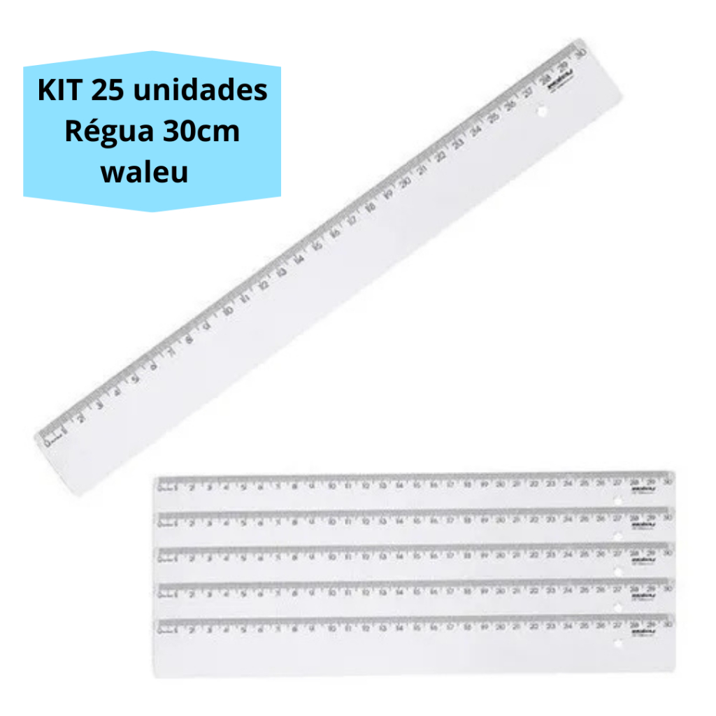 KIT Régua De 30 Cm Pacote Com 25 Unidades Waleu Atacado em Oferta na Shopee