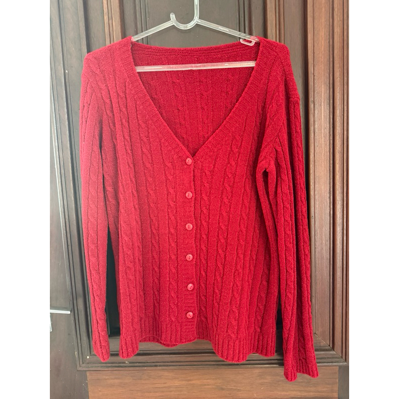 Casaco casaquinho tricot vermelho vinho botões M