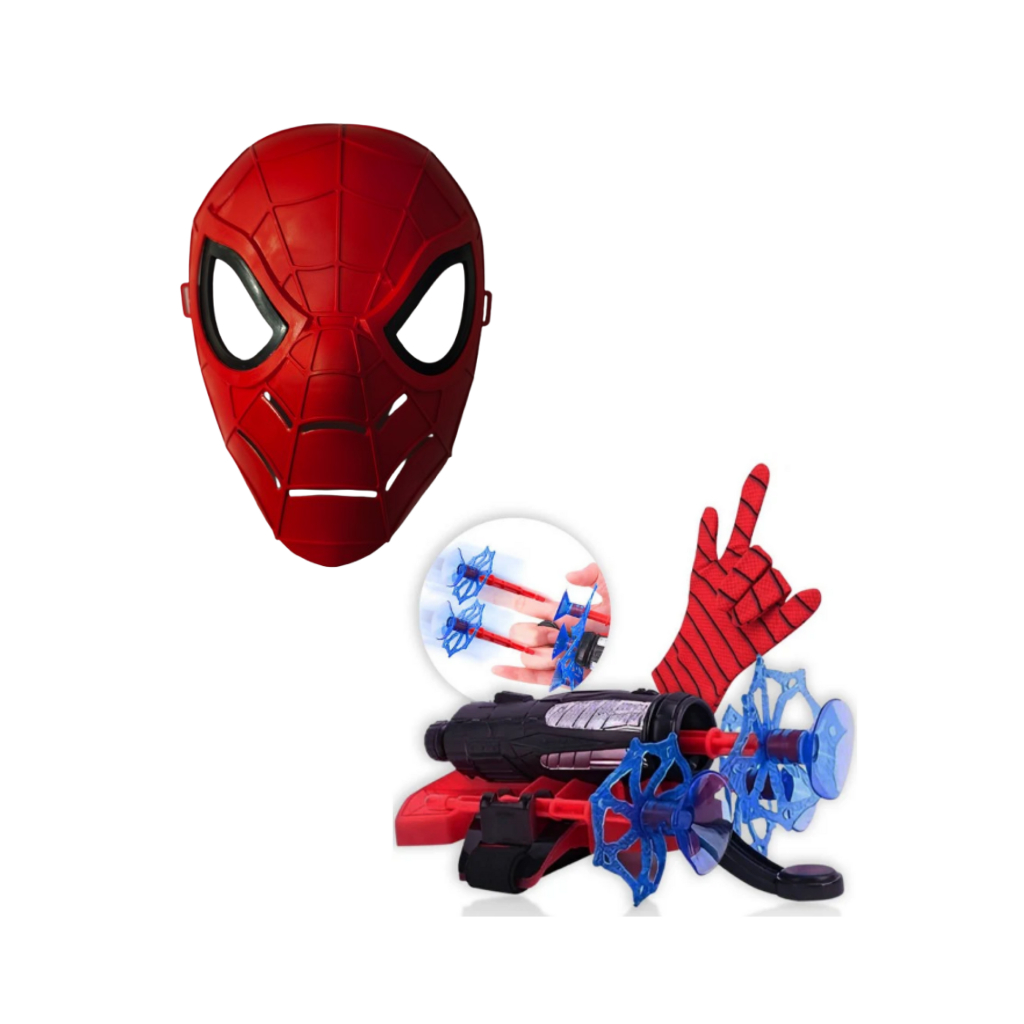 Kit Mascara Infantil Luva Lançador Homem Aranha Teia Spider Man