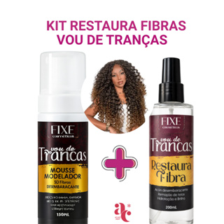 KIT RESTAURA FIBRAS VOU DE TRANÇAS MOUSSE HIDRATANTE 150ML + RESTAURA FIBRAS 200ML em Oferta na Shopee