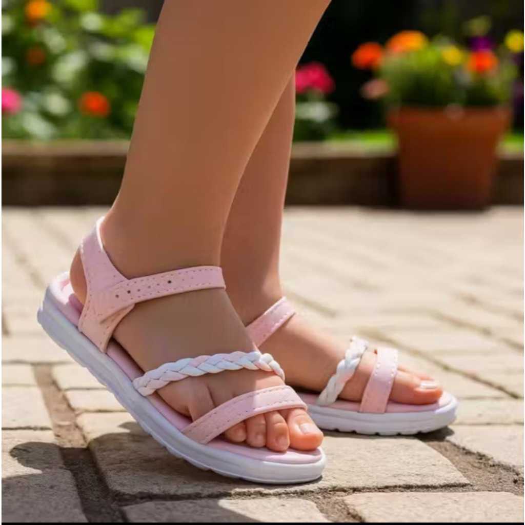 Sandália tira com trança, infantil e delicada para sua criança em Oferta na Shopee