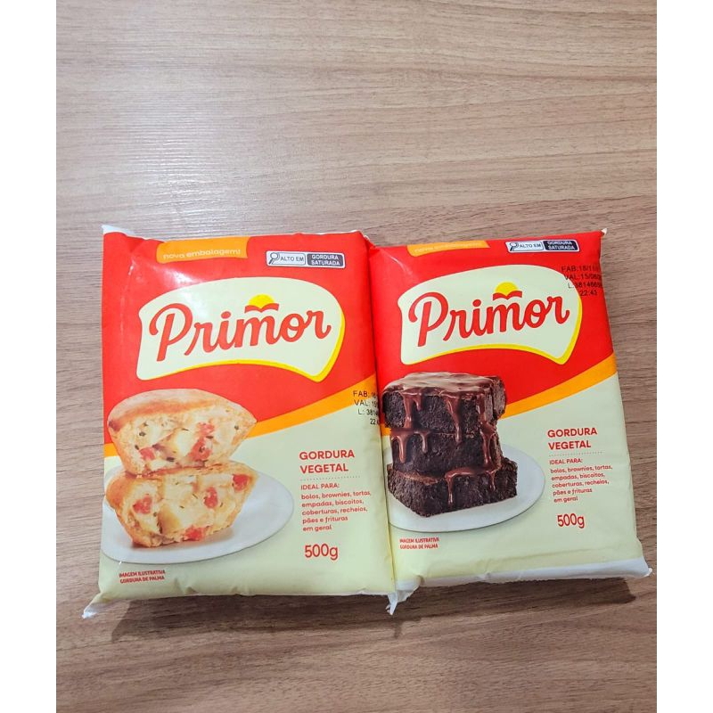 Gordura Vegetal PRIMOR pct 2x500g (kit 2 unidades de 500g cada pacote) em Oferta na Shopee