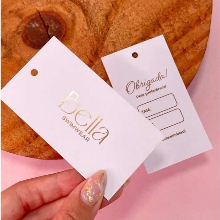 Tag Etiqueta Personalizada 8,8x4,8cm Hot Stamping, Agradecimento ao cliente, Mimo para cliente