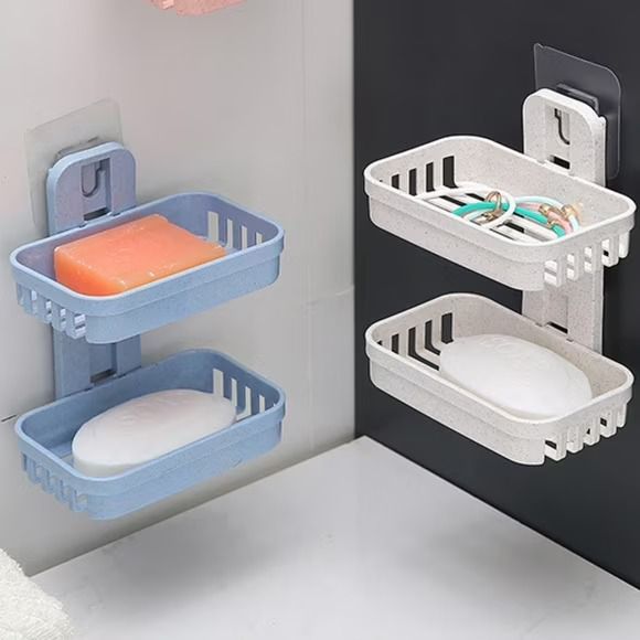 Saboneteira Dupla Antisséptica | Adesivo Fixação de Parede em Oferta na Shopee