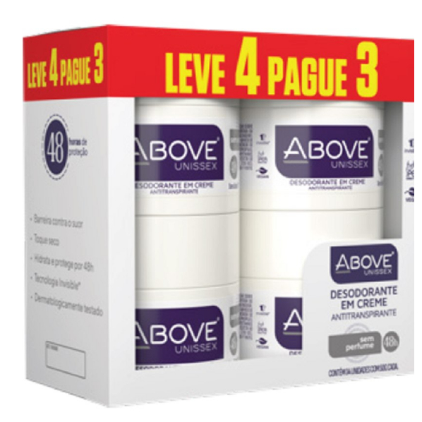 Kit Above Unissex Desodorante em Creme 50G Cada - Leve 4 Pague 3