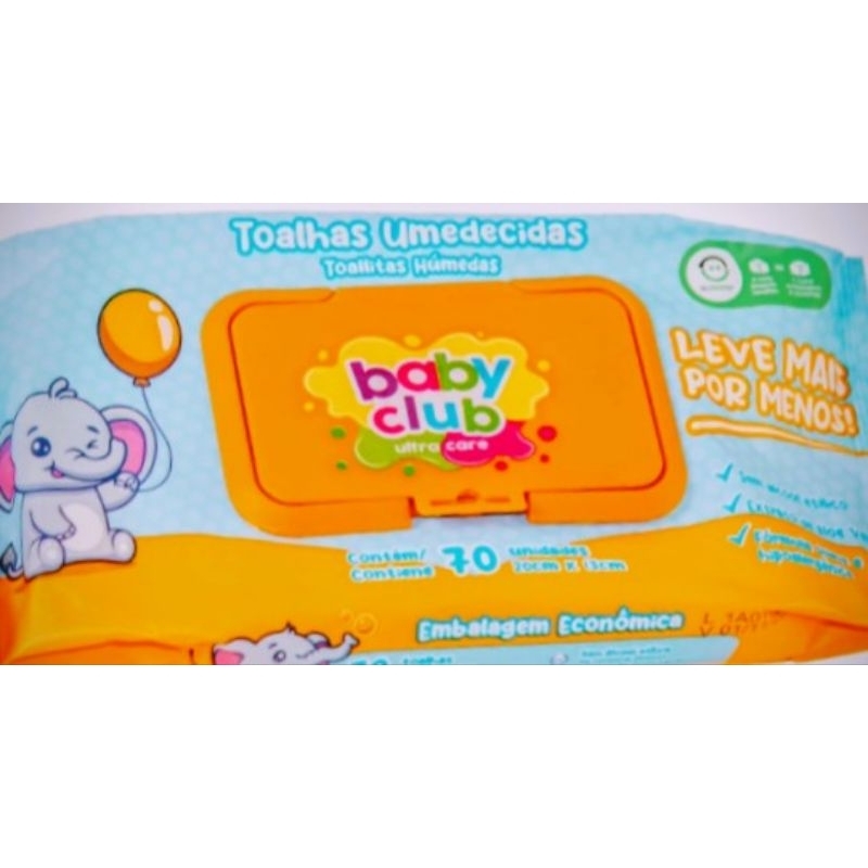 Lenço Umedecido Baby Club Care 70 Un | Suave, Seguro e Ideal para Bebês