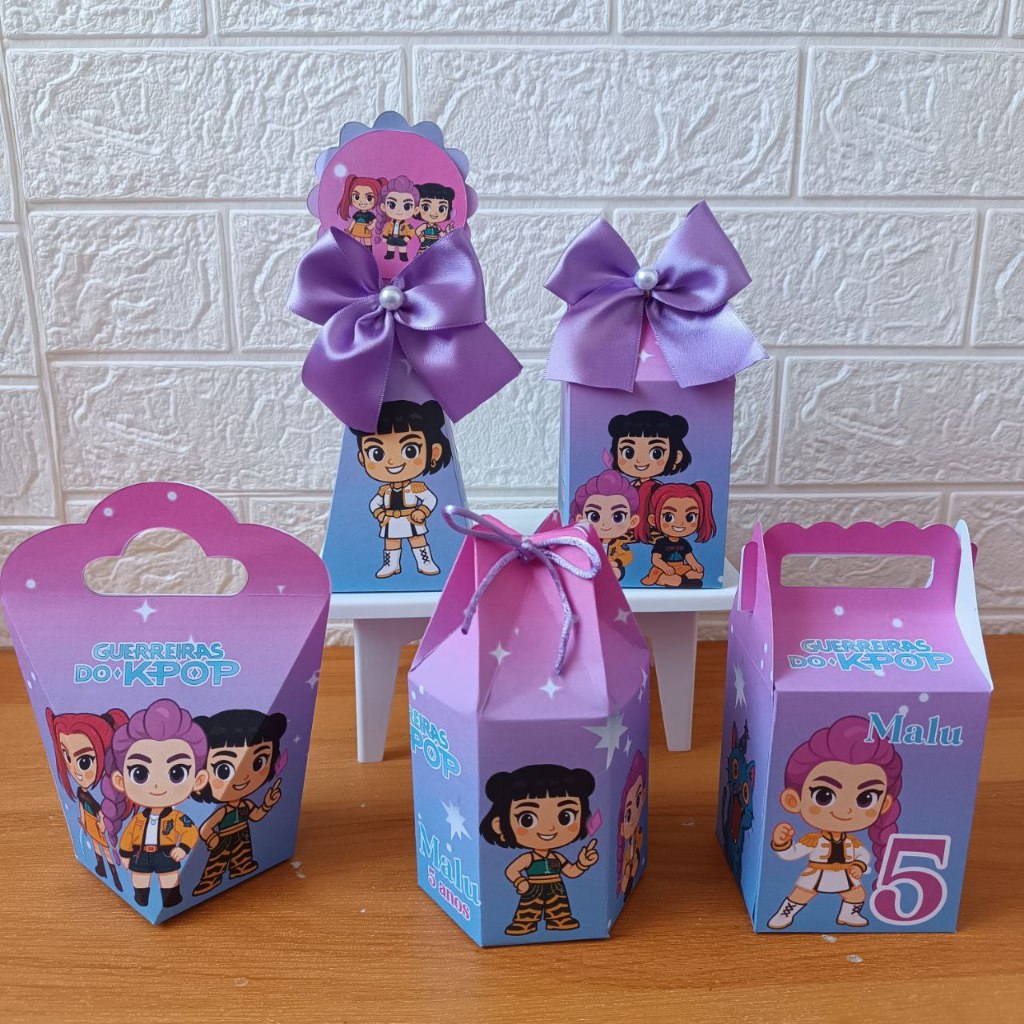 PEGUE E MONTE - Kit Personalizado GUERREIRAS DO KPOP CUTE 2.0 -Lembrancinhas Caixinhas para festa de meninas - mimo de a em Oferta na Shopee