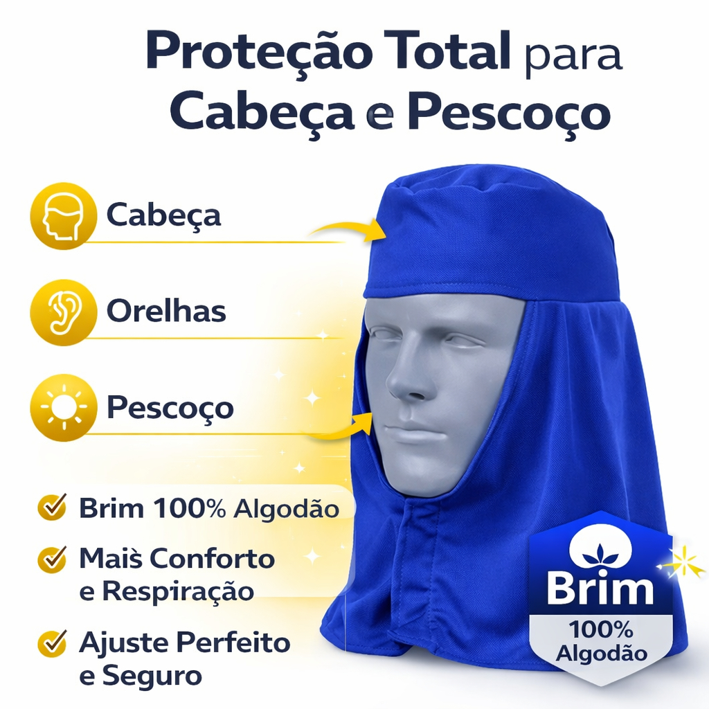 Touca Soldador Brim 100% Algodão  Proteção Solar e Contra Faíscas Pescoço e Orelhas Legendario