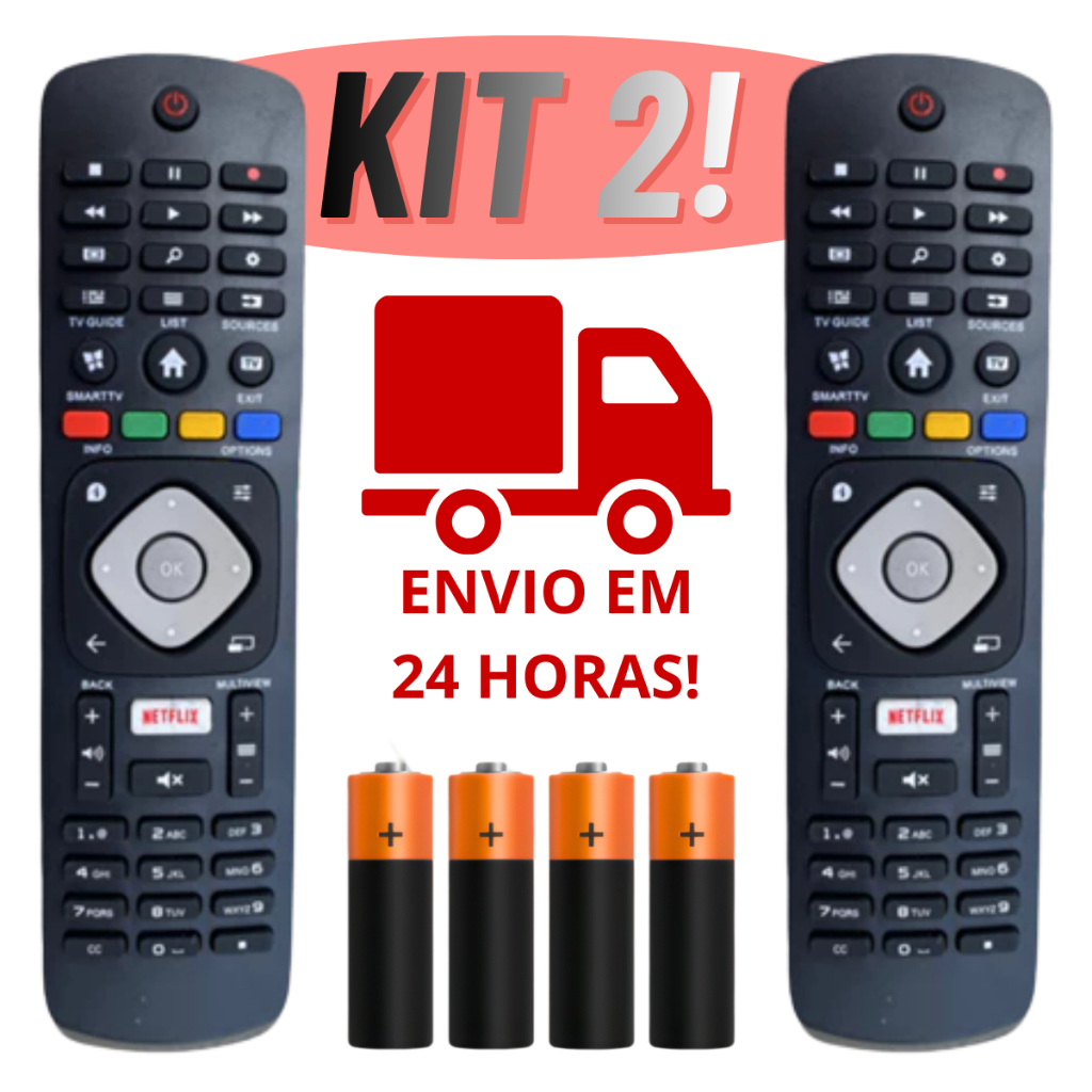 Controle Remoto Universal para TV Philips Smart LED com Tecla Netflix