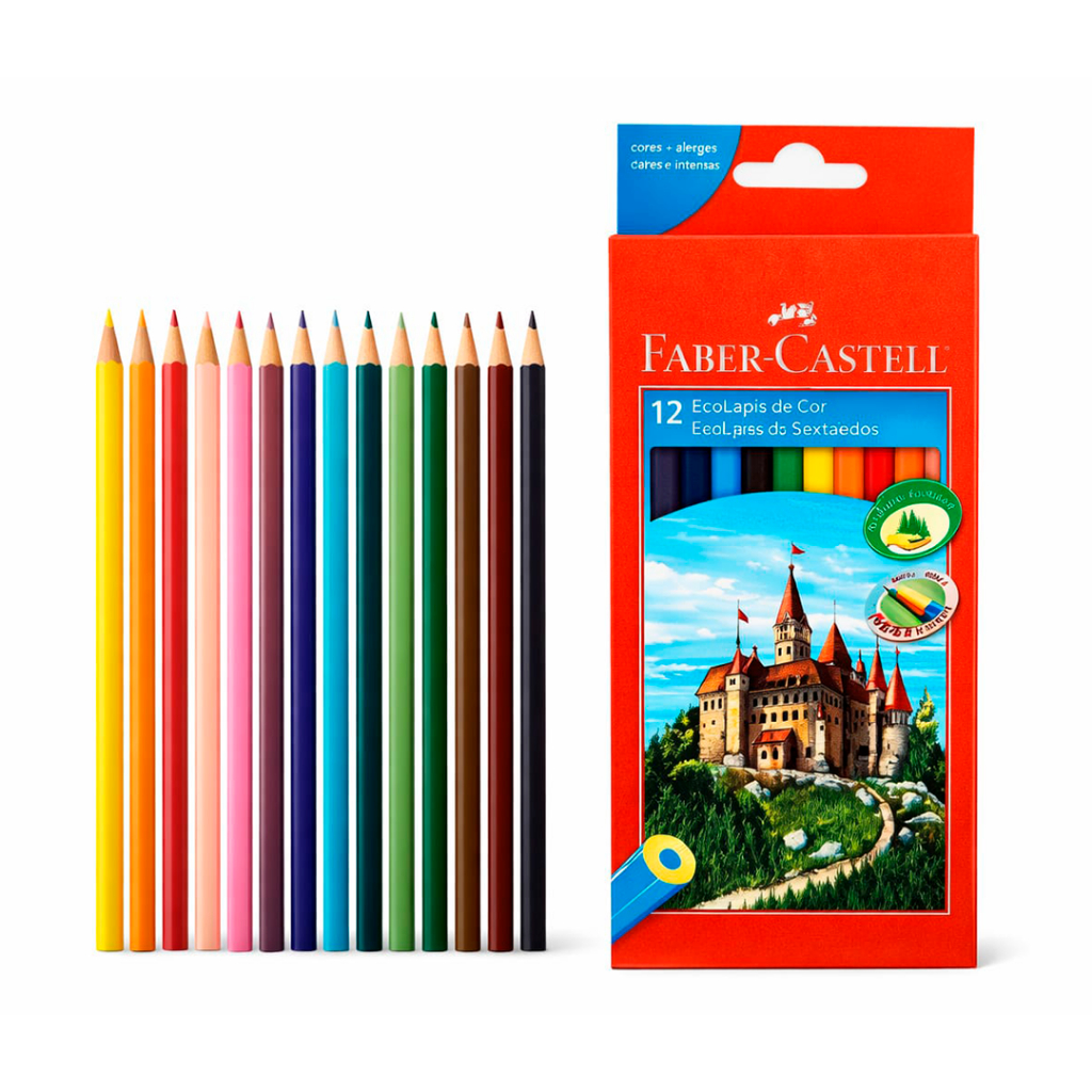 Lápis De Cor Faber Castell 12 Cores Ponta Ecomax Sextavado