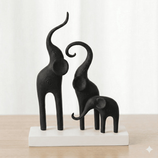 Escultura Família Elefantes Decorativa | Estátua Moderna para Sala, Mesa, Aparador | Enfeite de em Oferta na Shopee