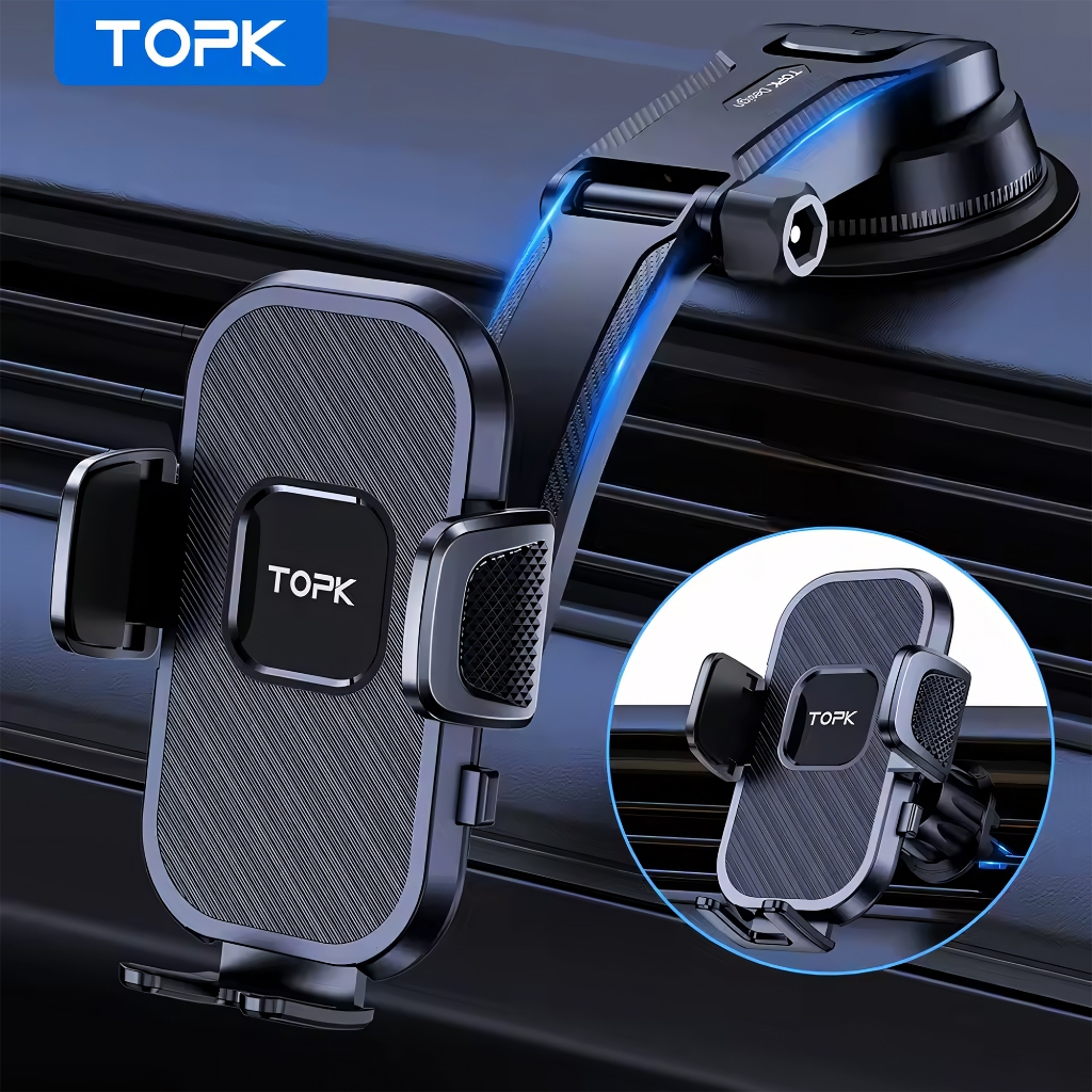 H'Maston CJ-02 Suporte Celular GPS Veicular Carro Universal 360° Trava Automática Ajustável - TOPK