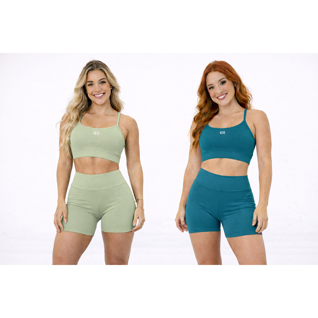Kit 2 Conjuntos Feminino Fitness Top + Short Suplex Roupa de Academia Treino Corrida - Kit 2 ou 1 Conjuntos