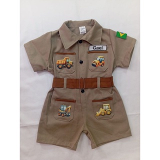 macacão infantil máquinas pesadas caminhão em Oferta na Shopee