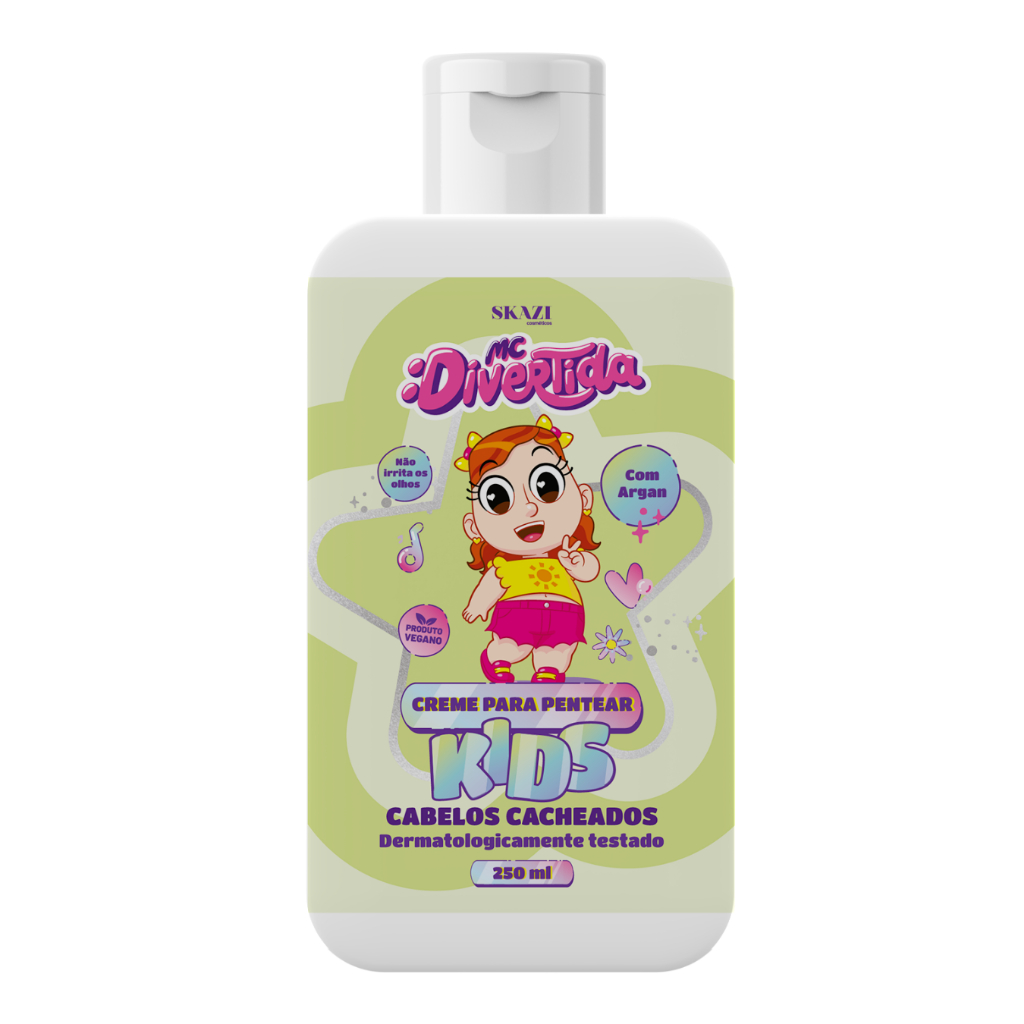 Creme Para Pentear Infantil SKAZI Kids MC Divertida Cabelos Cacheados Argan 250ml Vegano em Oferta na Shopee