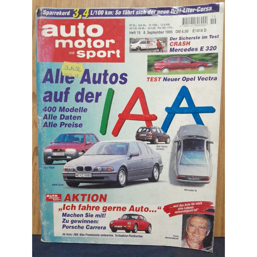 **REVISTA *AUTO MOTOR UND SPORT*** — SETEMBRO DE 1995   320 PÁGINAS   EXEMPLAR EM ÓTIMO ESTADO    ARTIGOS DA CAPA (TRADU