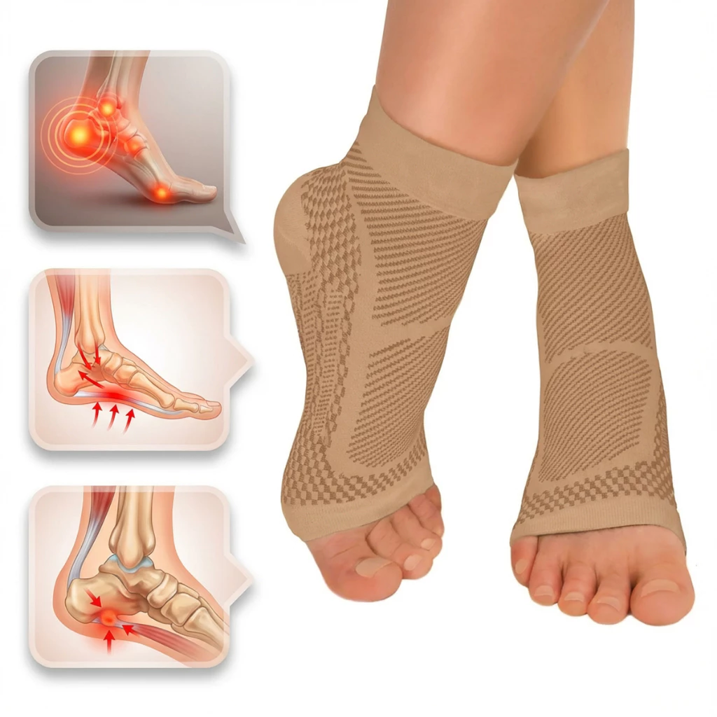 PAR de Meias de COMPRESSÃO Ortopédica Fascite Plantar Esporão Dor no pé Alivio Dores Inchaços — imagem 1