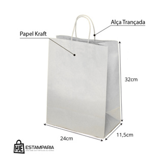 Sacolas Kraft (BRANCO) - 50 Unidades - M G em Oferta na Shopee