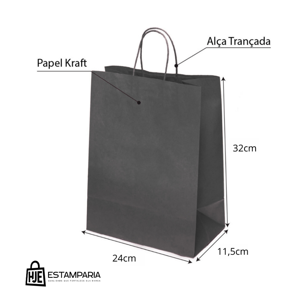 Sacolas Kraft (PRETO) - 10 Unidades - M G em Oferta na Shopee