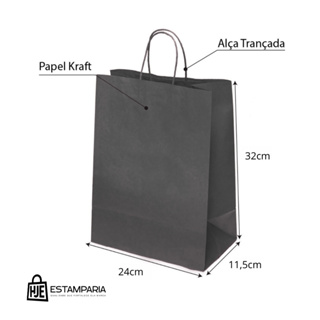 Sacolas Kraft (PRETO) - 10 Unidades - M G em Oferta na Shopee