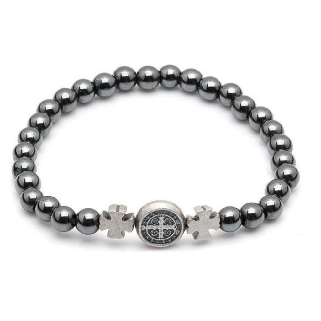 Pulseira São Bento Masculina em Hematita Religiosa Sao Bento Masculino