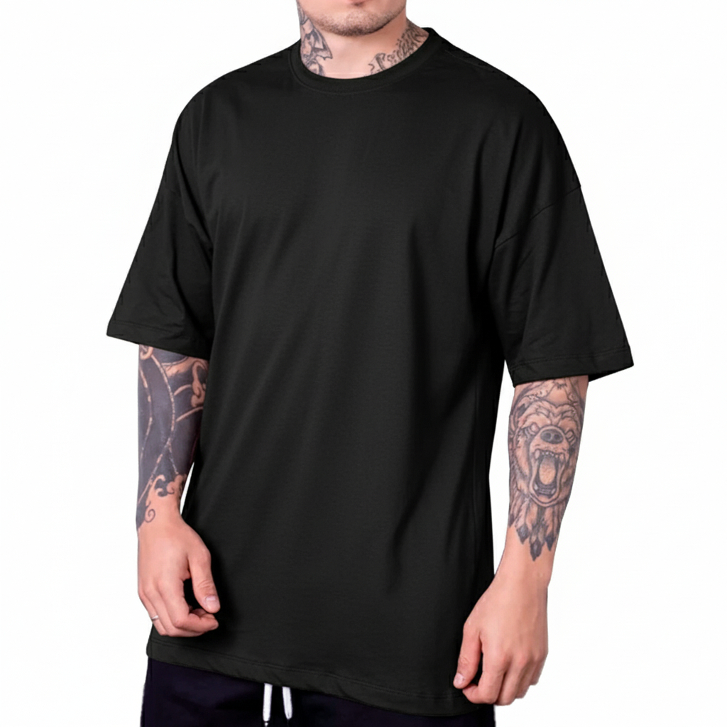 Camiseta Masculina Oversized Algodão Streetwear Básica Lisa Caimento Solto