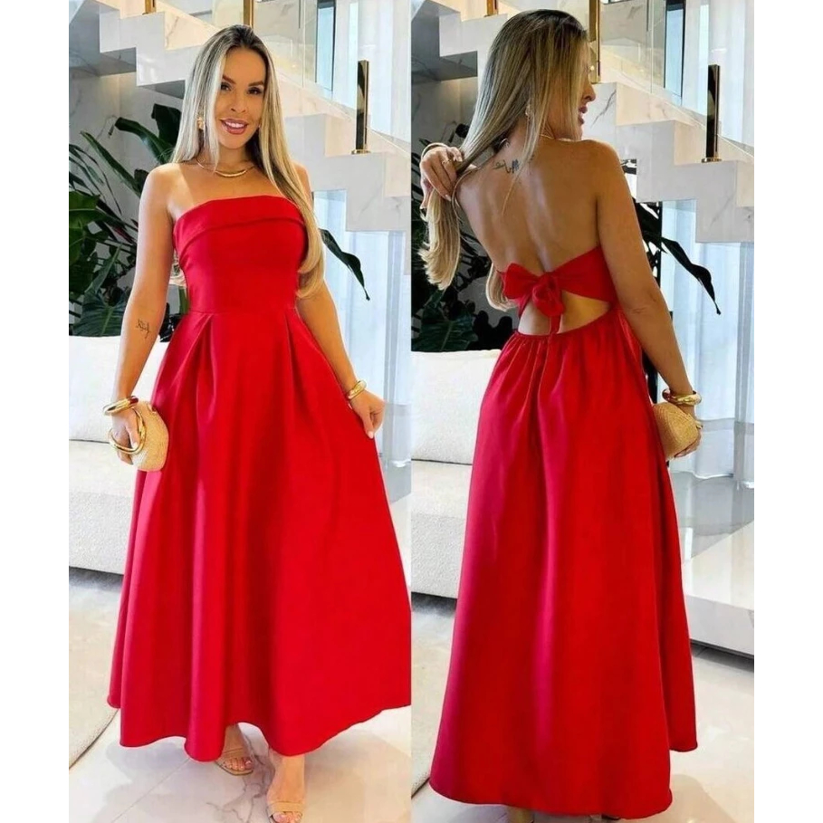 Vestido Longo Feminino Tomara que Caia Alfaiataria Princesa Tendência Verão 2026 em Oferta na Shopee