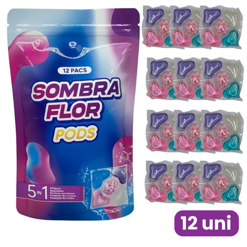 Kit 12 Pods Sombra Flor 5 em 1 – Cápsulas de Lavagem Perfume Duradouro em Oferta na Shopee