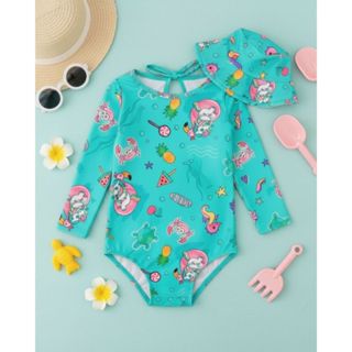 Kit Maiô Biquíni Bebê Infantil Proteção UV 50+ com Chapéu Praia em Oferta na Shopee