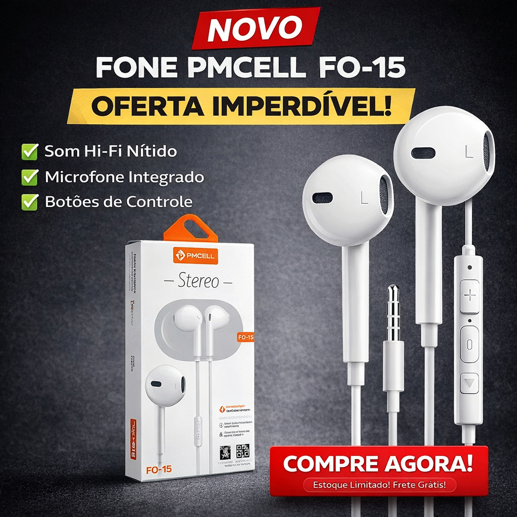 Fone de ouvido, Stereo Pmcell fone de ouvido com fio fone p2 fone com microfone fone com controle de volume