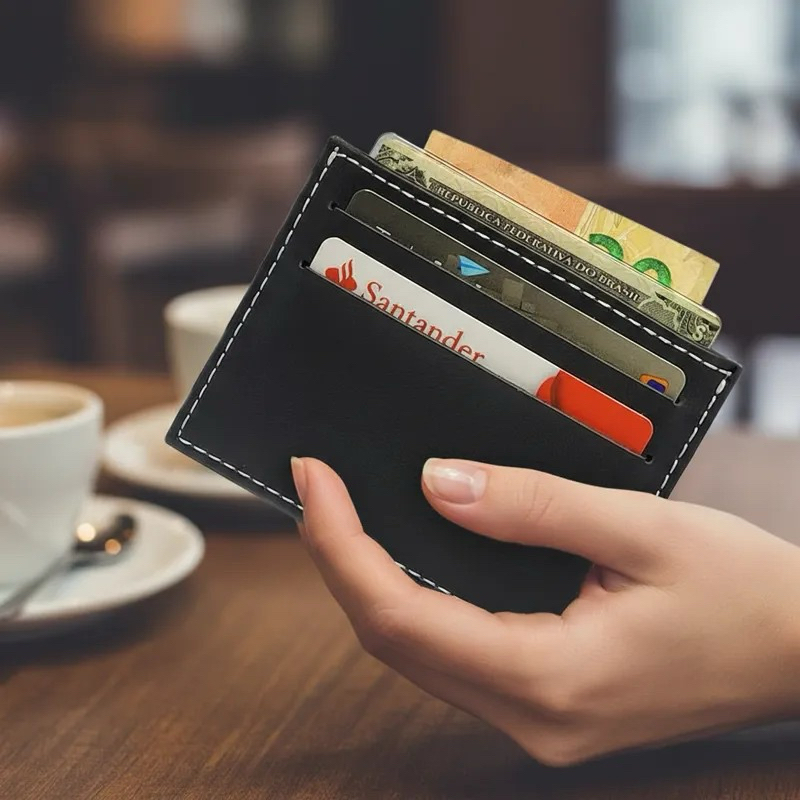 Kits Porta Cartões Slim Feminino Masculino Couro CNH em Oferta na Shopee