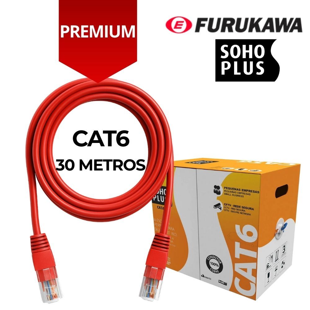 CABO DE REDE CAT6 30 METROS VERMELHO FURUKAWA SOHOPLUS