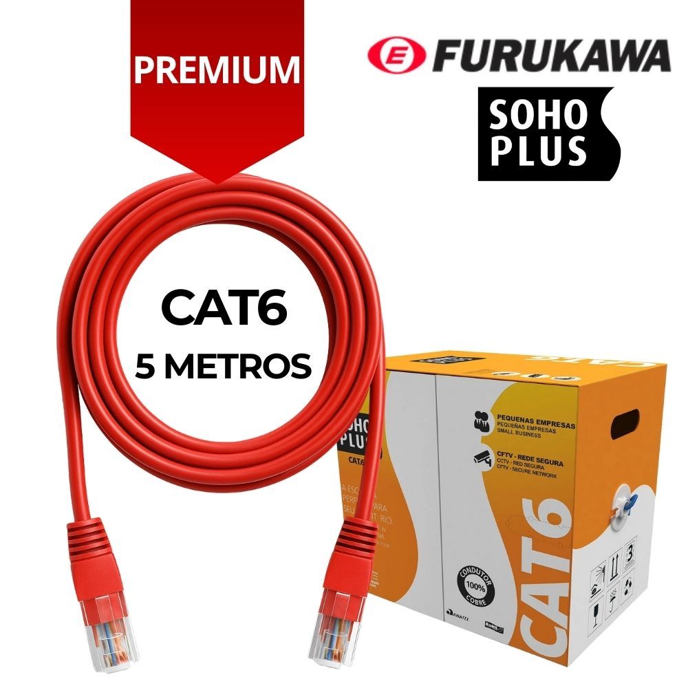 CABO DE REDE CAT6 5 METROS VERMELHO FURUKAWA SOHOPLUS
