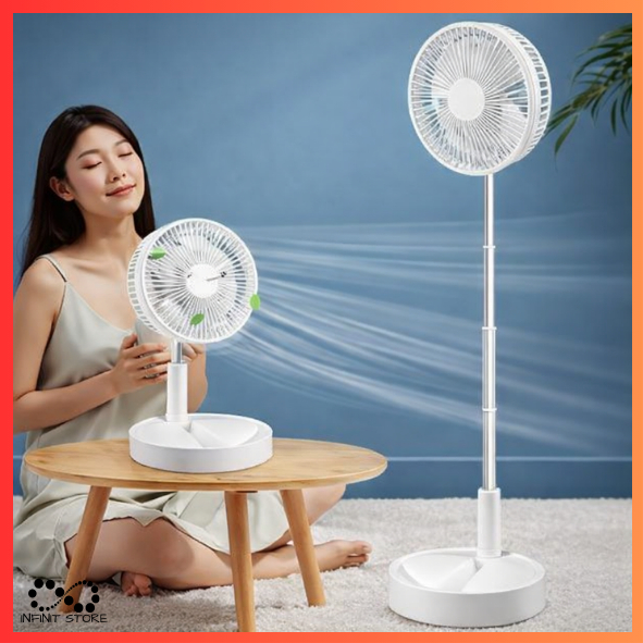 Ventilador Dobrável Portátil Com 4 Velocidades Recarregável Retrátil Forte Silencioso