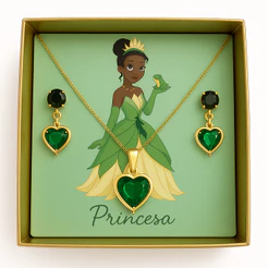 Conjunto de Colar e Brinco Coração| Joia Princesa | Folheado ouro Presente Feminino