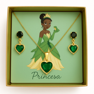 Conjunto de Colar e Brinco Coração| Joia Princesa | Folheado ouro Presente Feminino em Oferta na Shopee