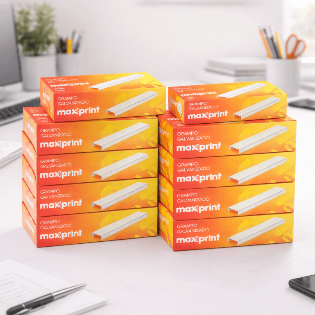 Kit 10 Caixas De Grampos Galvanizados 26/6 com 5000 unidades por embalagem - Maxprint