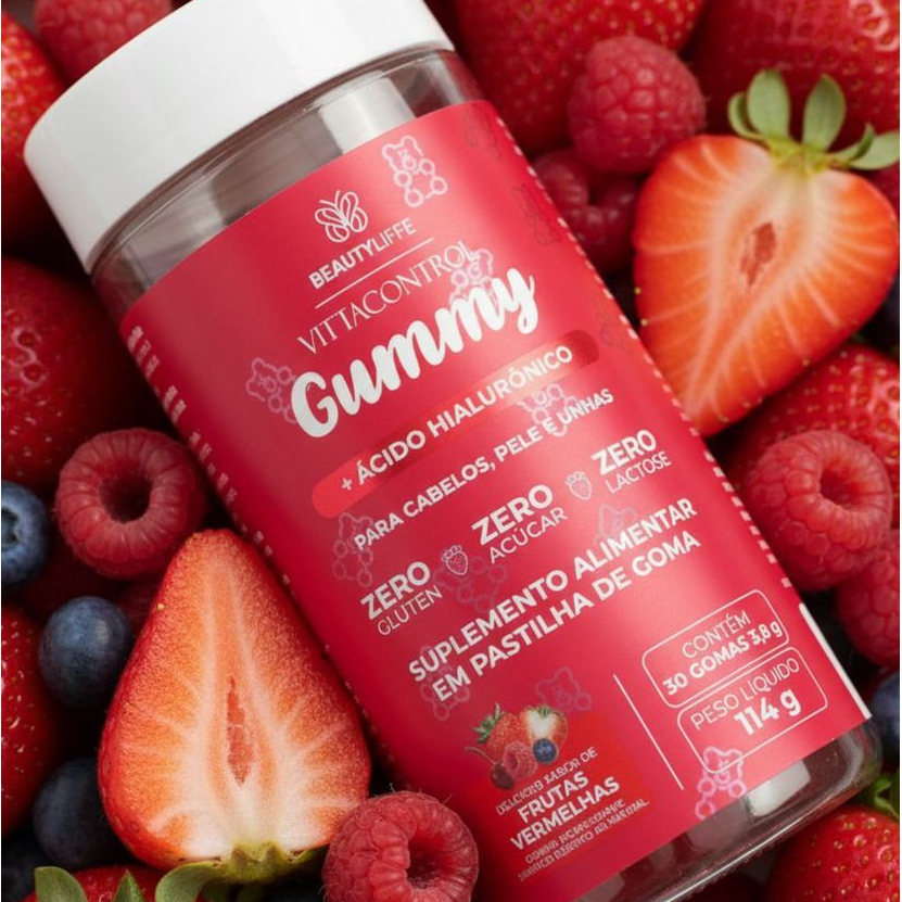 Vitamina VittaControl Gummy ZERO Crescimento do Cabelo,  Fortalecimento das Unhas e Pele Linda