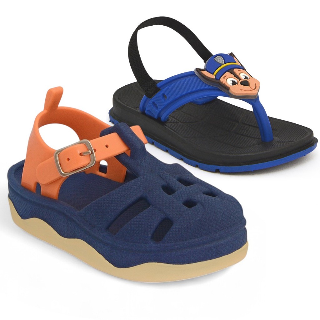 Kit 2 Pares Sandália Bebê Menino Chinelo Com Elástico Confortável em Oferta na Shopee